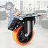 Caster Wheels, 101.6 mm Swivel Plate Casters, Set of 4, with Security A/B Locking No Noise PVC Wheels, Heavy Duty 159 kg Load Capacity Per Caster, Non-Marking Wheels for Cart Furniture Workbench