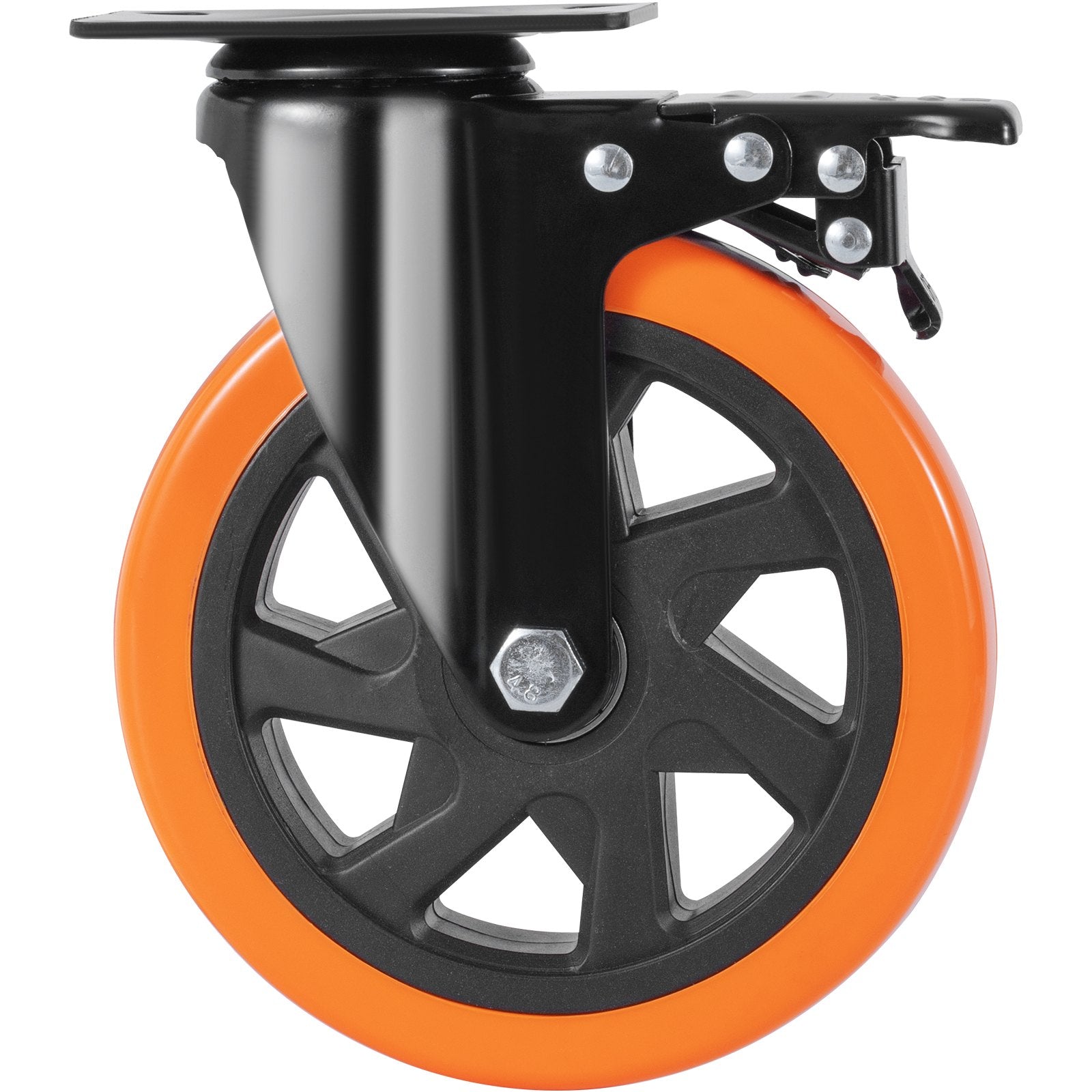 Caster Wheels, 152.4 mm Swivel Plate Casters, Set of 4, with Security A/B Locking No Noise PVC Wheels, Heavy Duty 318 kg Load Capacity Per Caster, Non-Marking Wheels for Cart Furniture Workbench