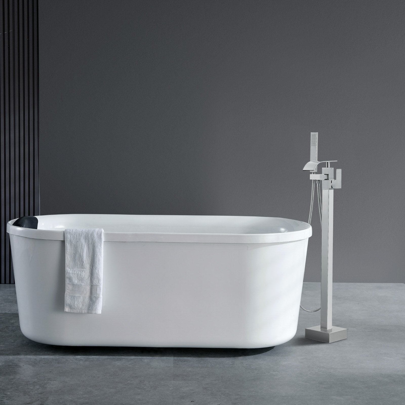 Freestanding Bathtub Faucet, Floor Mount, Freestanding Tub Filler, Shower Mixer Taps, Two Water Modes, Swivel Spout, for Bathing & Showering Pet Bathing Cleaning Drains Toilet Flushing