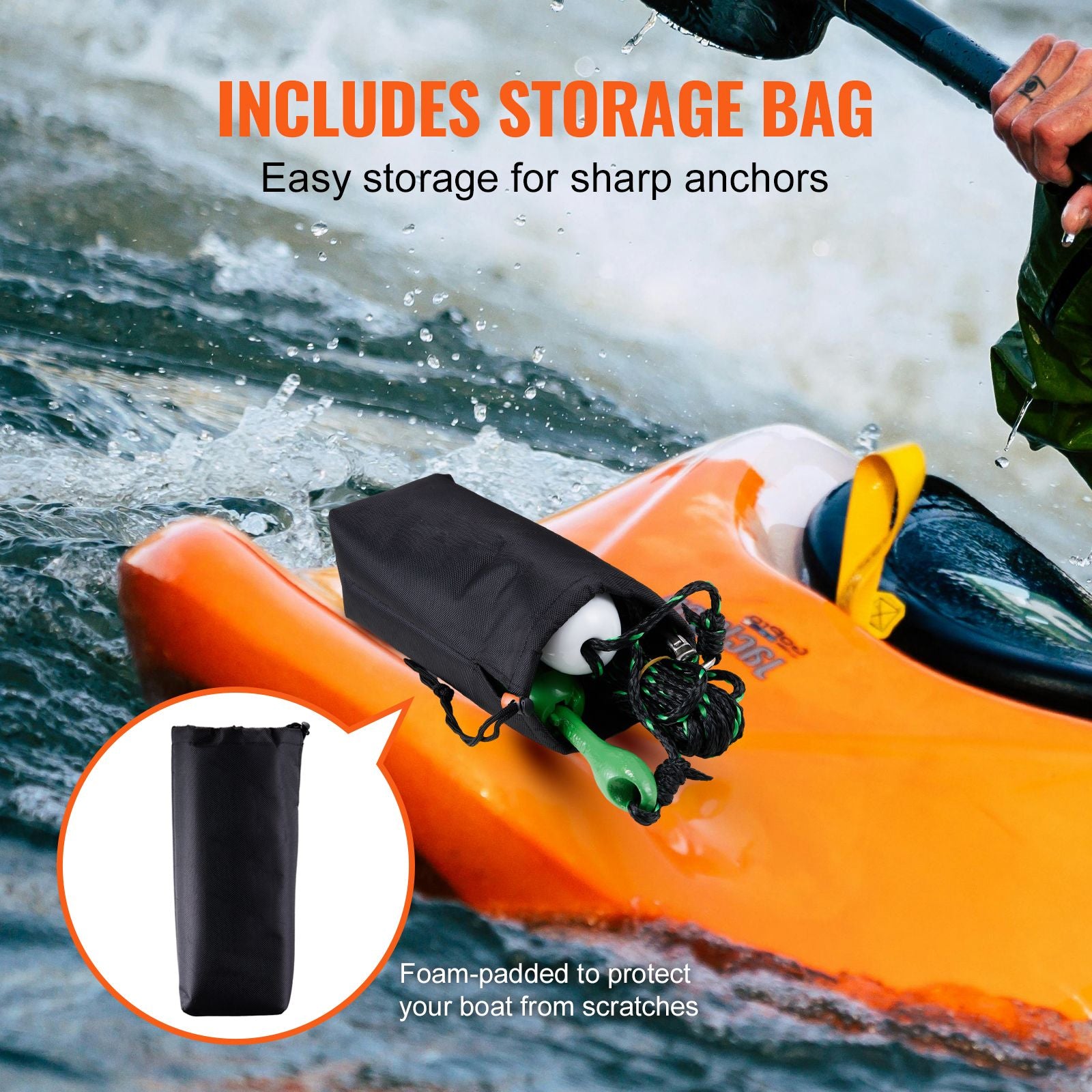 3.5lb Kayak Anchor Kit with 8m Rope Buoy Folding Boat Anchor Set