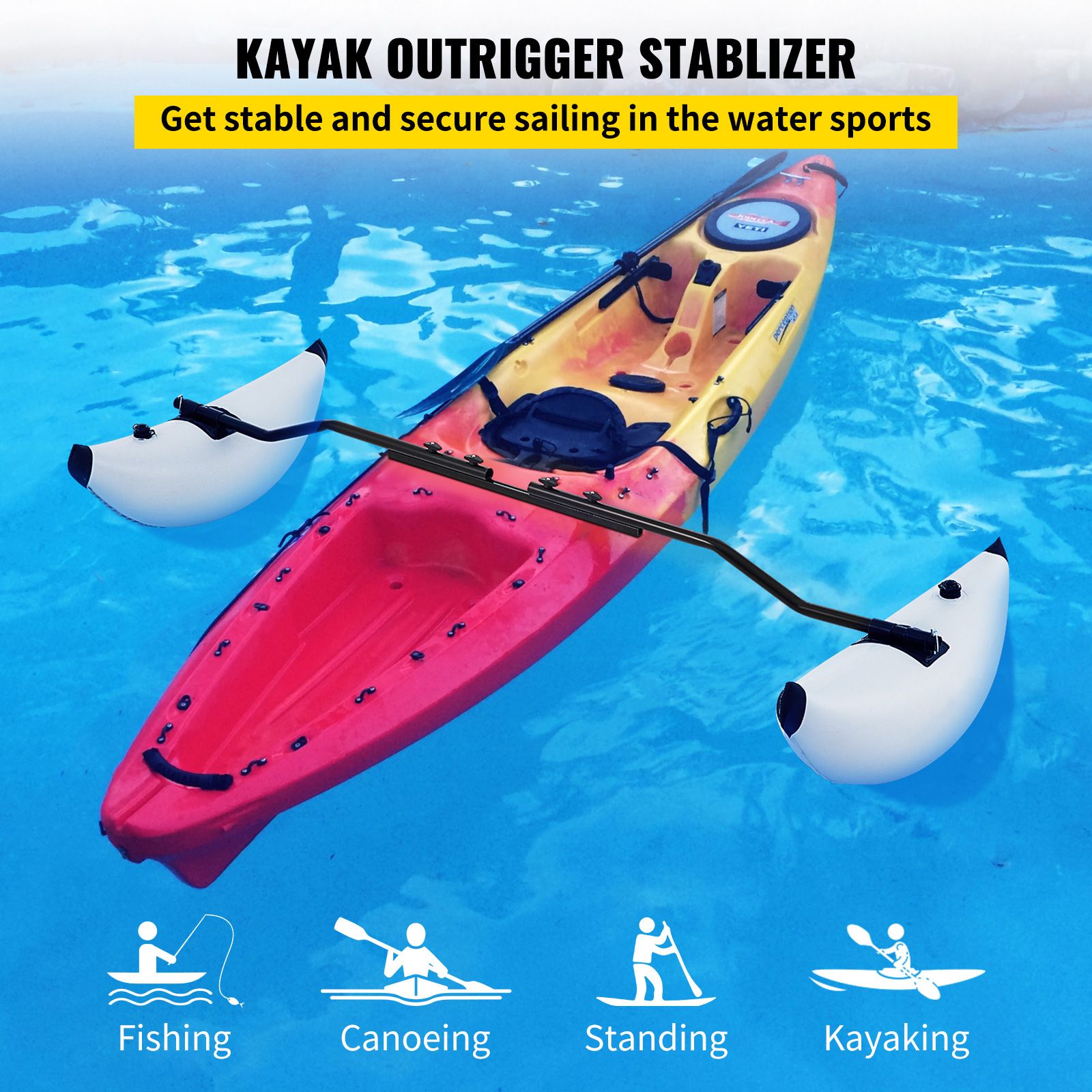 Kayak Outrigger Stabilizer Inflatable Outrigger Float 2PCS PVC w/ Arms Rod