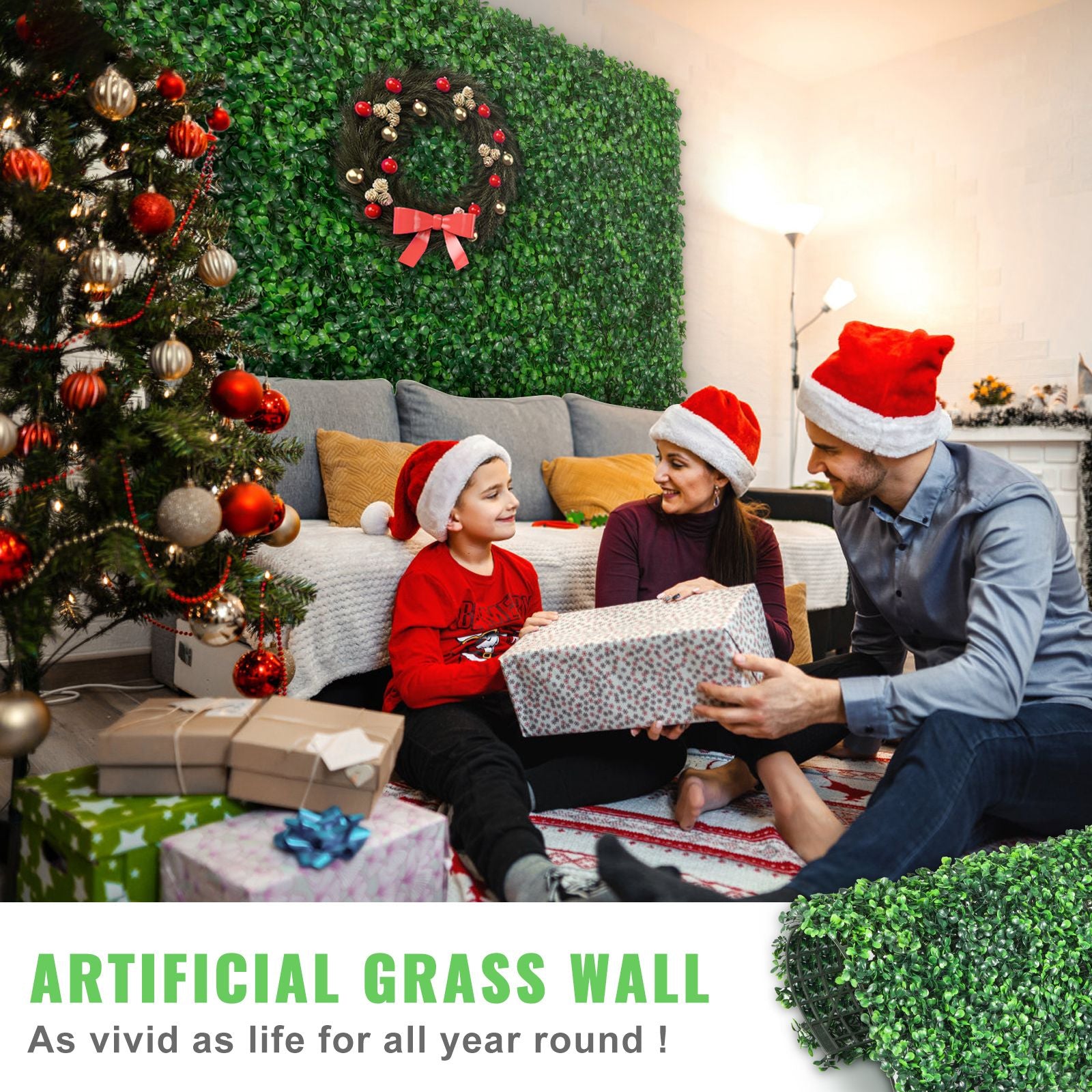 12PCS Artificial Boxwood Panels 10x10 Inch UV Protected Hedge Wall Mat