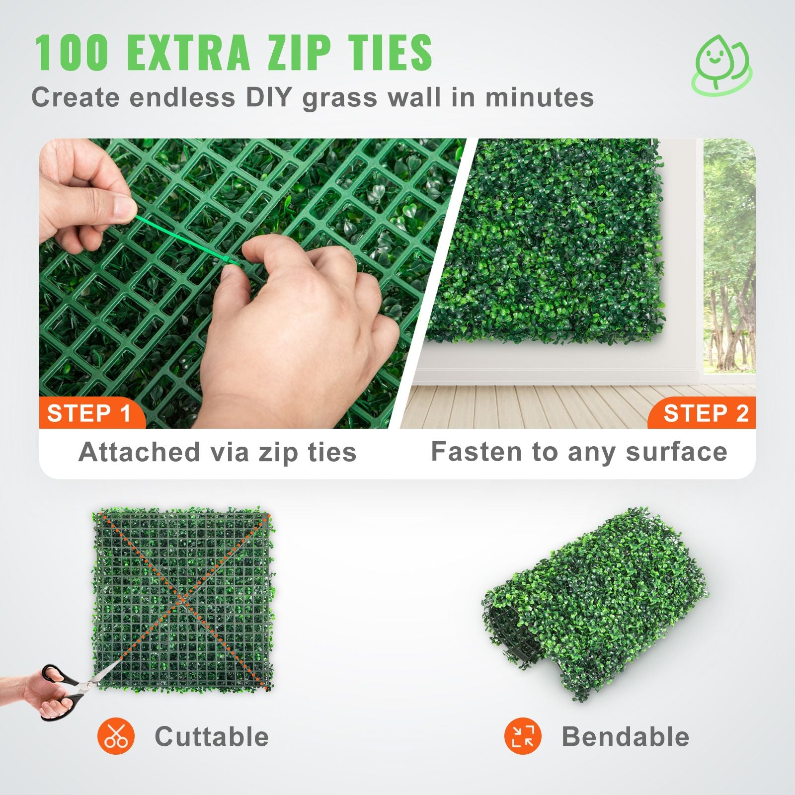 12PCS Artificial Boxwood Panels 10x10 Inch UV Protected Hedge Wall Mat