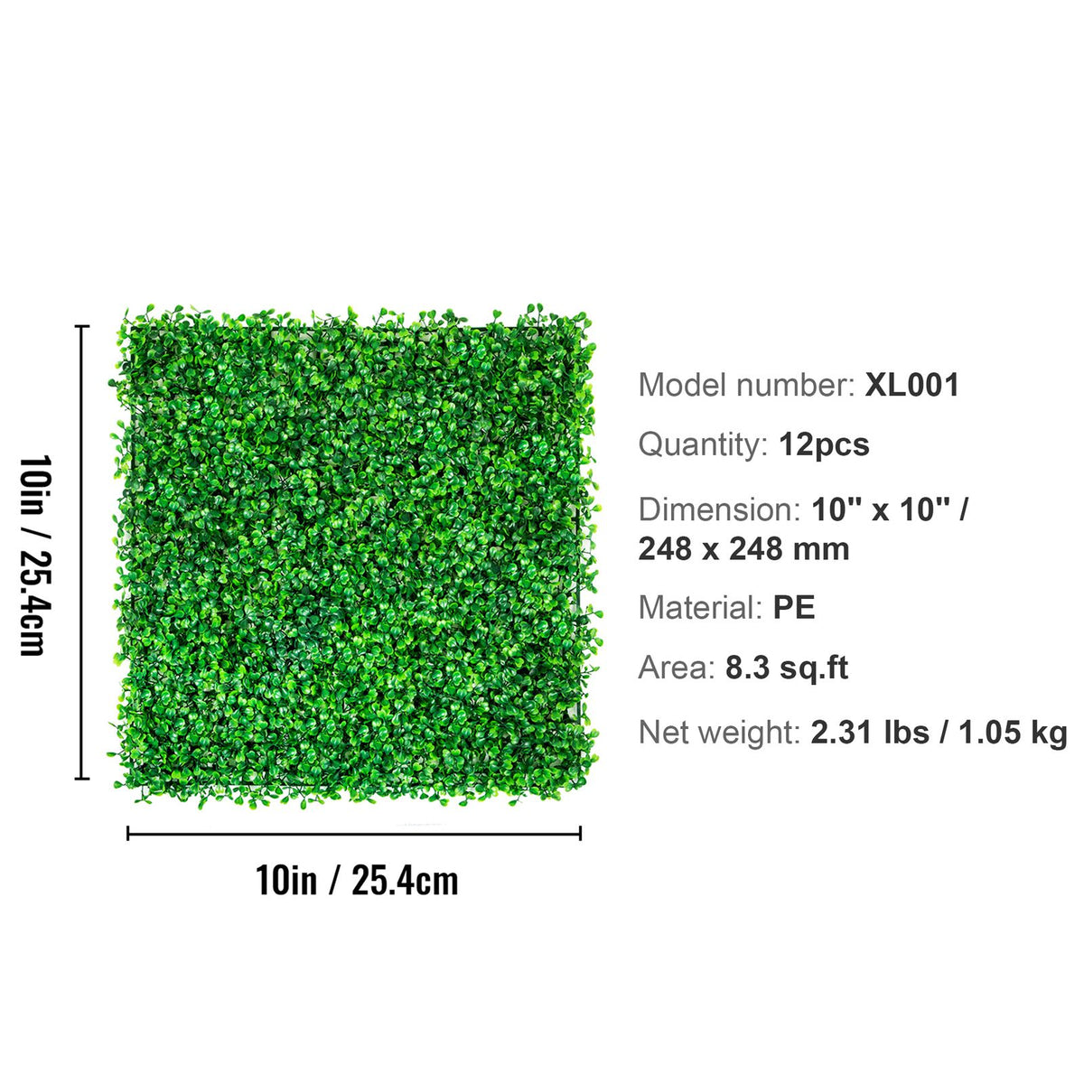 12PCS Artificial Boxwood Panels 10x10 Inch UV Protected Hedge Wall Mat