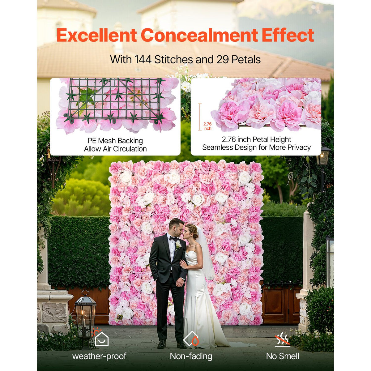 12PCS 3D Flower Wall Panels Pink Artificial Floral Backdrop Wedding Decor