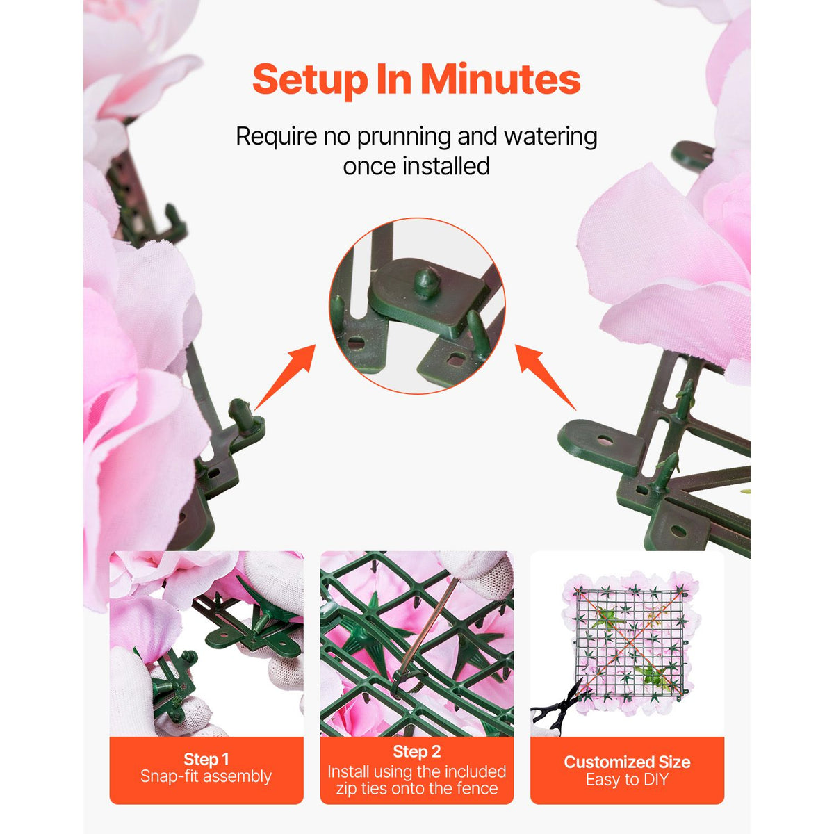 12PCS 3D Flower Wall Panels Pink Artificial Floral Backdrop Wedding Decor