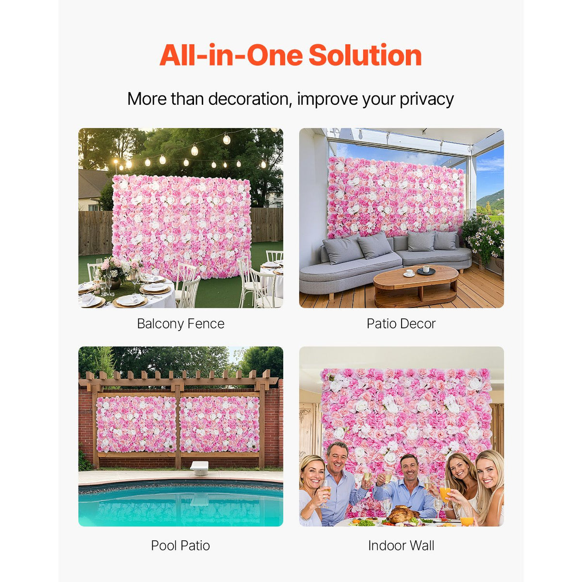 12PCS 3D Flower Wall Panels Pink Artificial Floral Backdrop Wedding Decor
