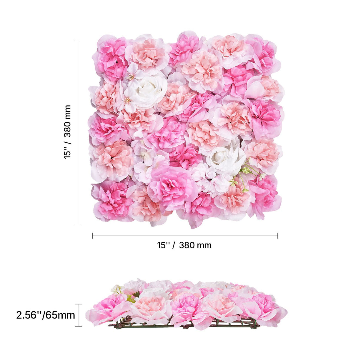 12PCS 3D Flower Wall Panels Pink Artificial Floral Backdrop Wedding Decor