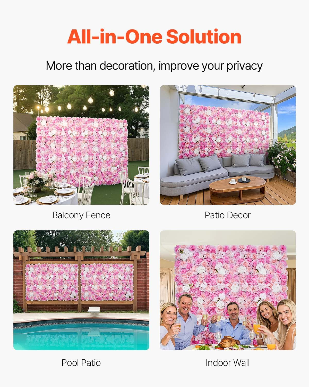 3D Flower Wall Panel, 12 PCS 15 x 15 inch, Artificial Floral Wall Background Mesh Backing Mat,Seamless Design&Easy Installation for Wedding Valentines Day Home Ba Party Backdrop Decor,Pink
