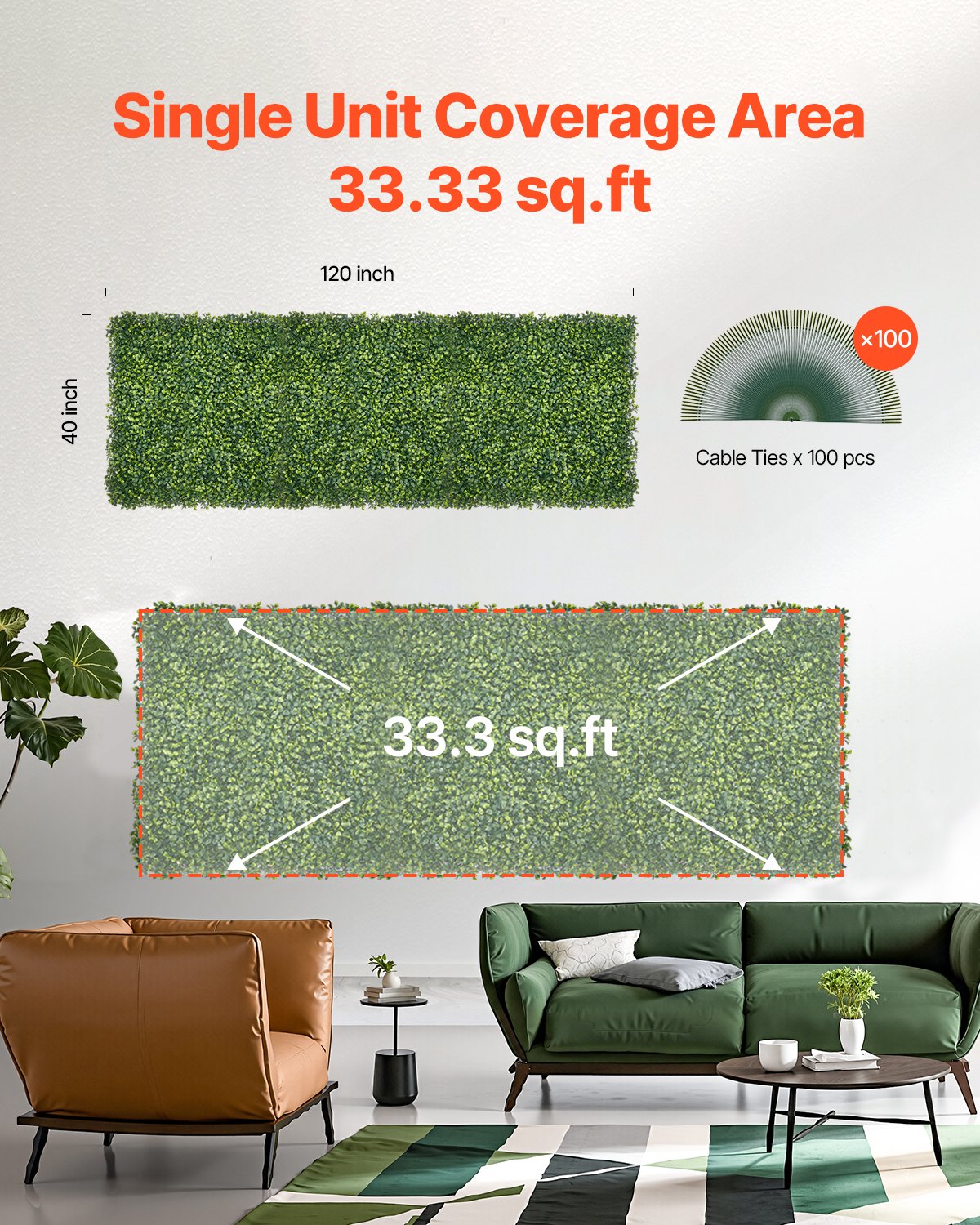 Artificial Grass Wall Panels, 40 x 120 inch, Milan Grass Greenery Boxwood Panel for Indoor Outdoor Green Decor & Ivy Fence Covering, Privacy Backdrop Wall Hedge Screen for Garden
