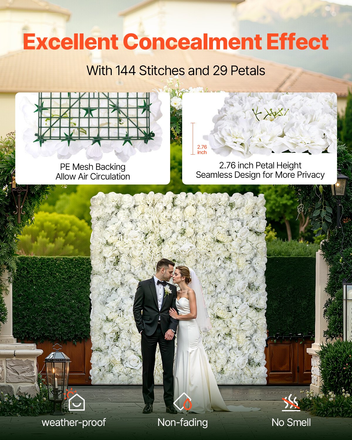 3D Flower Wall Panel, 24 PCS 15 x 15 inch, Artificial Floral Wall Background Mesh Backing Mat,Seamless Design&Easy Installation for Wedding Valentines Day Home Ba Party Backdrop Decor,White
