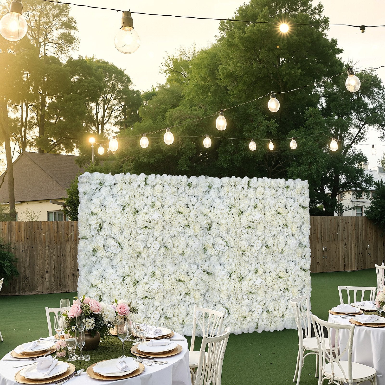 3D Flower Wall Panel, 24 PCS 15 x 15 inch, Artificial Floral Wall Background Mesh Backing Mat,Seamless Design&Easy Installation for Wedding Valentines Day Home Ba Party Backdrop Decor,White