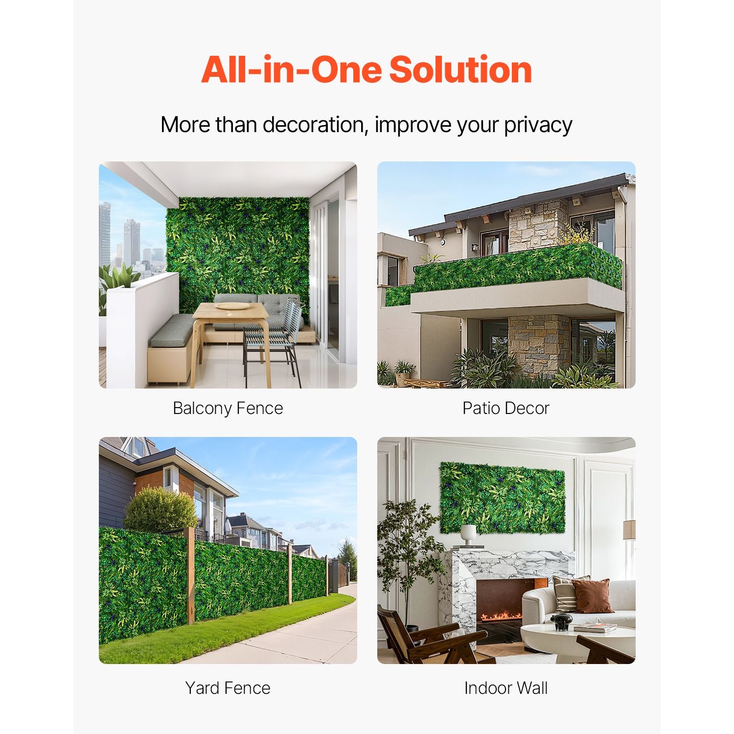 8PCS Artificial Grass Wall Panels 20x20in Boxwood Greenery Privacy Fence Decor