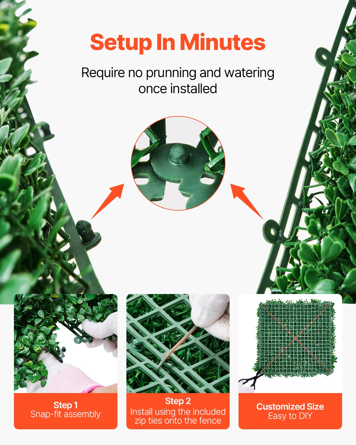 Artificial Grass Wall Panels, 8 PCS 20 x 20 inch, 3D Combination Greenery Boxwood  Panel for Indoor Outdoor Green Decor & Ivy Fence Covering, Privacy Backdrop Wall Hedge Screen for Garden