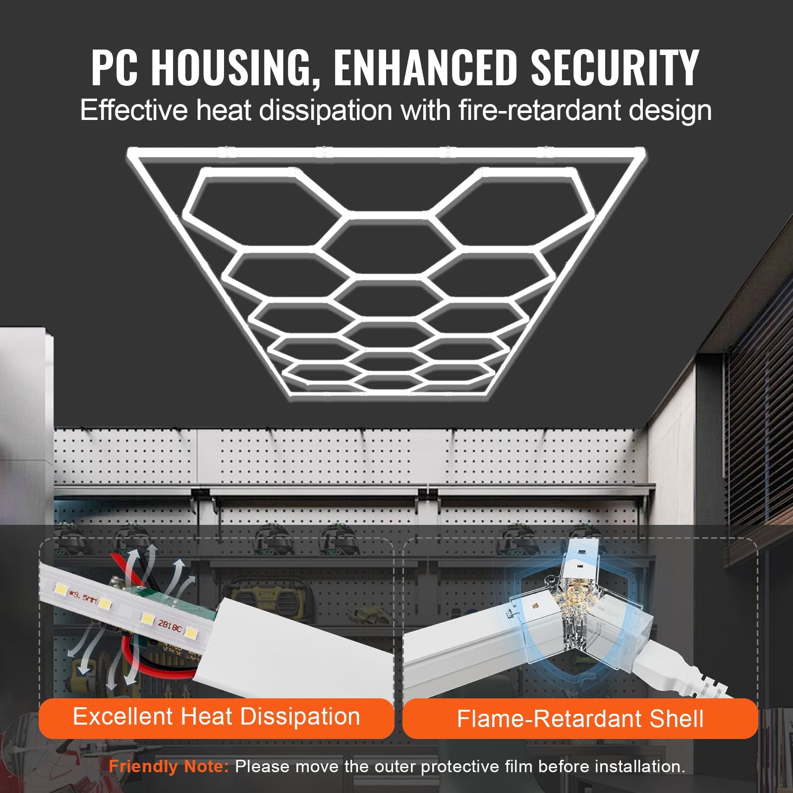 Hexagon Garage Lights 66300LM 15 Grids Honeycomb LED Shop Ceiling Light