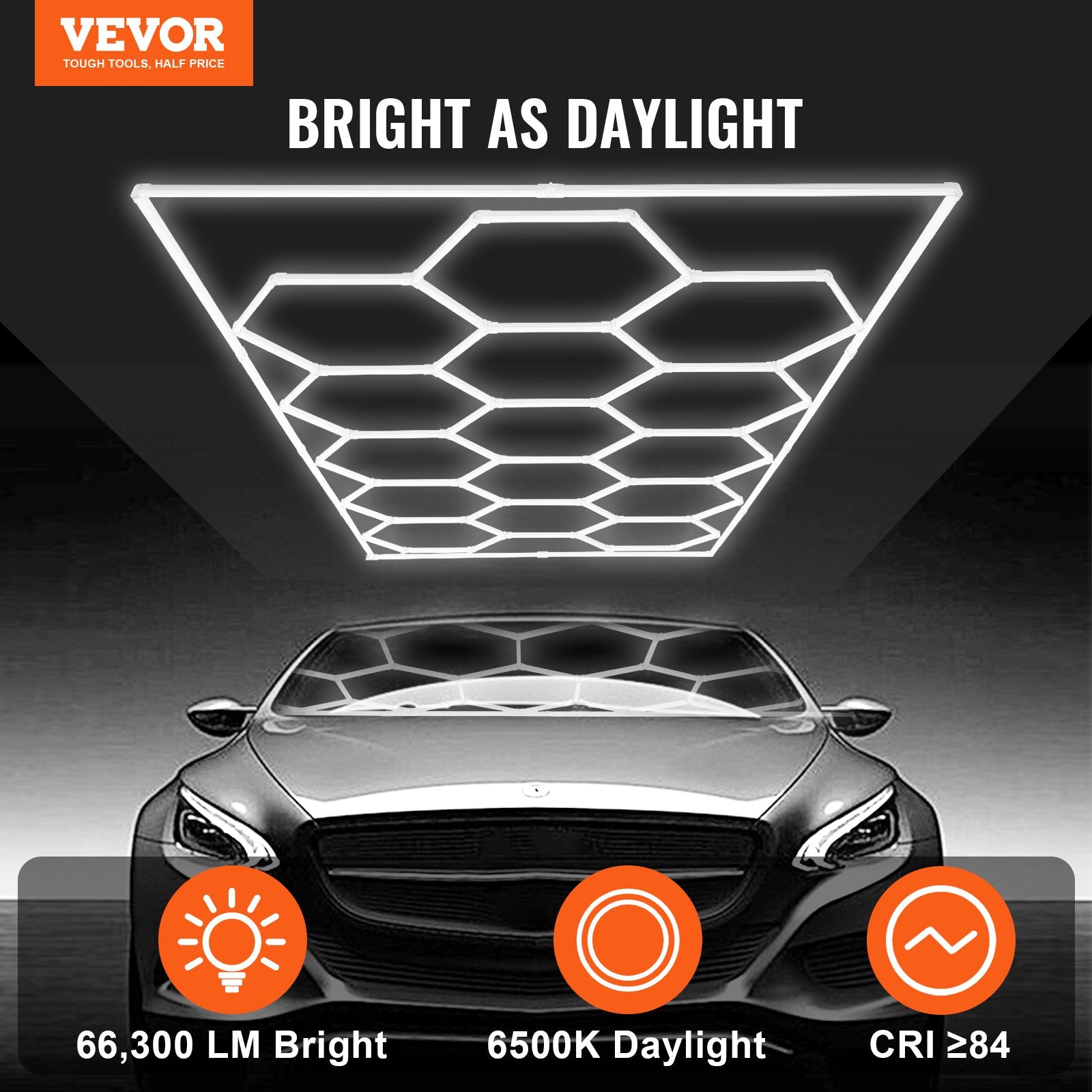 Hexagon Garage Lights 66300LM 15 Grids Honeycomb LED Shop Ceiling Light