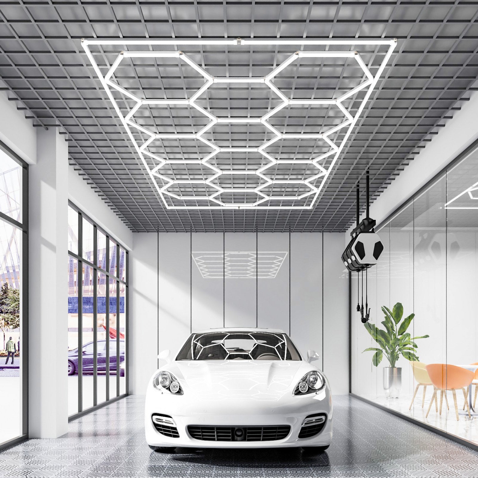 Hexagon Garage Lights 66300LM 15 Grids Honeycomb LED Shop Ceiling Light