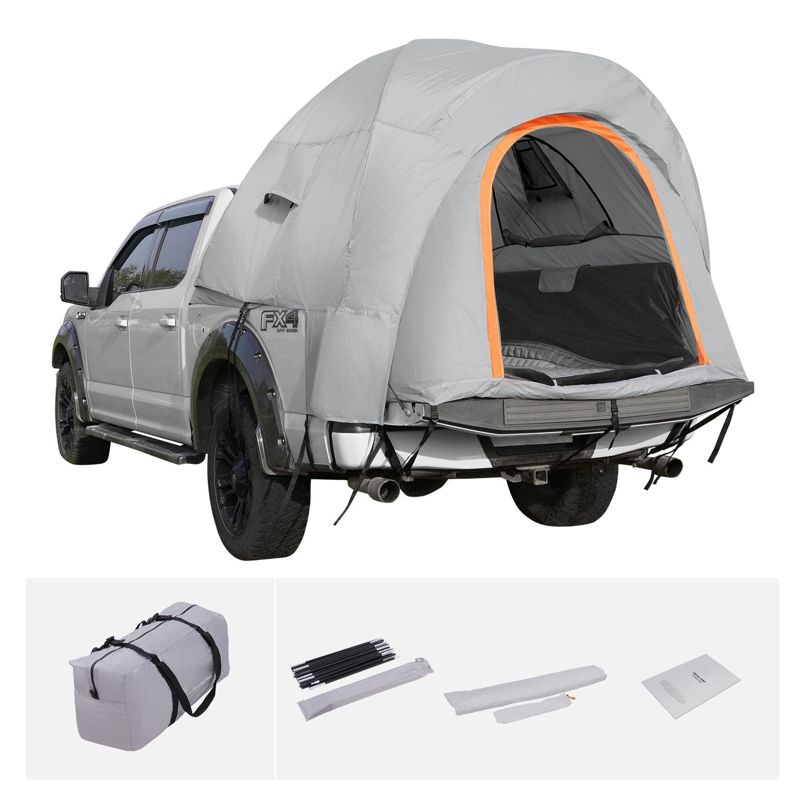 Truck Bed Tent, 6.4'-6.7' Pickup Truck Tent with Rain Layer and Carry Bag, Waterproof PU2000mm Double Layer Truck Tent, Accommodate 2-3 Person, for Camping Traveling Outdoor Activities