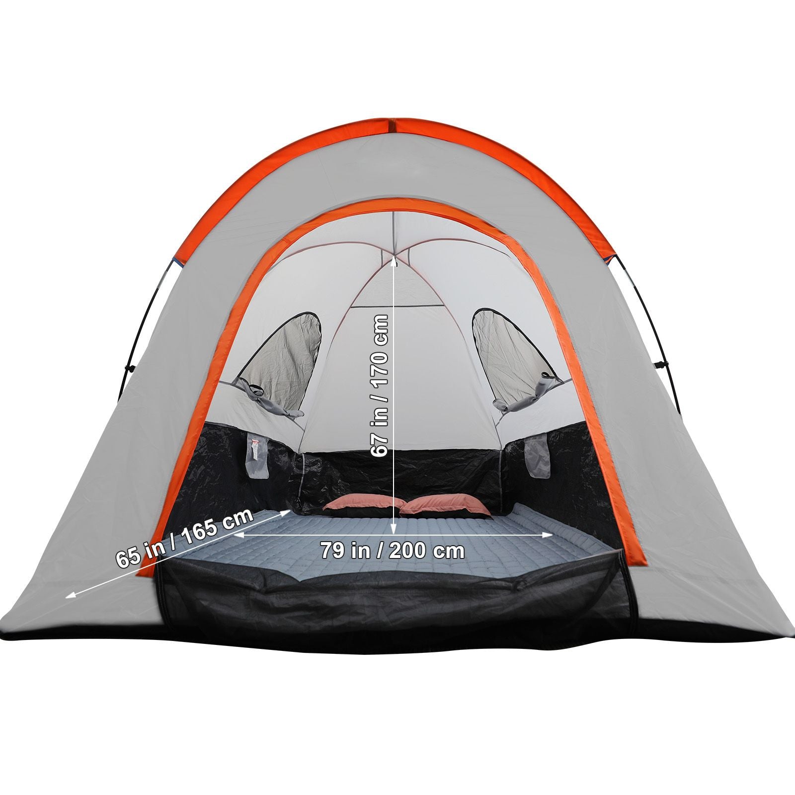 Truck Bed Tent, 6.4'-6.7' Pickup Truck Tent with Rain Layer and Carry Bag, Waterproof PU2000mm Double Layer Truck Tent, Accommodate 2-3 Person, for Camping Traveling Outdoor Activities