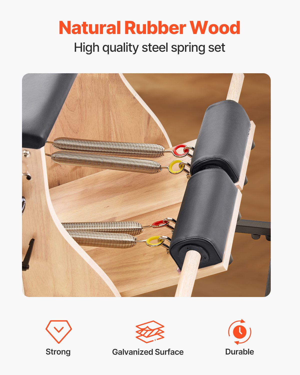 Pilates Chair, Split-Pedal Stability Combo Chairs with Handles, Rubber Wood Frame Yoga Fitness Trainer, Exercise Reformer, Pilates Resistance-Workout Equipment, for Home Gym Studio Workout