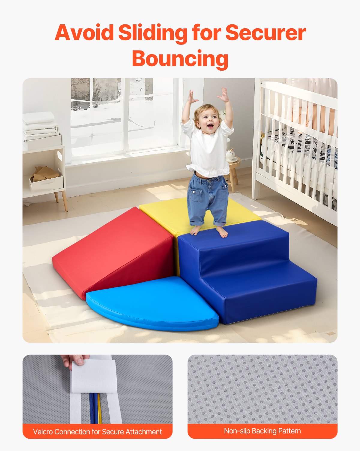 Climbing Toys, 4-Piece Set, Foam Climbing Toys for Toddlers 6 Months to 3 Years Old, PU Leather Climbing Blocks, Indoor Climb and Crawl Activity Playset for Crawling & Sliding, Easy to Clean