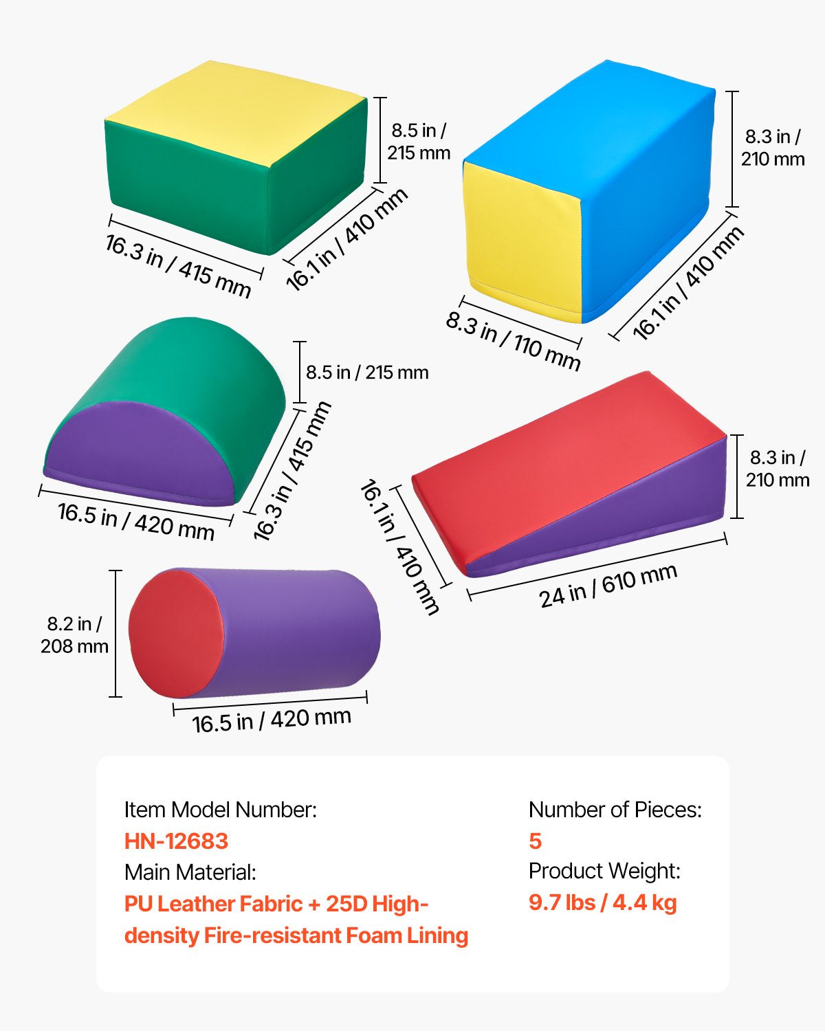 Climbing Toys 5 Piece Foam Climbing Blocks for Toddlers and Preschoolers