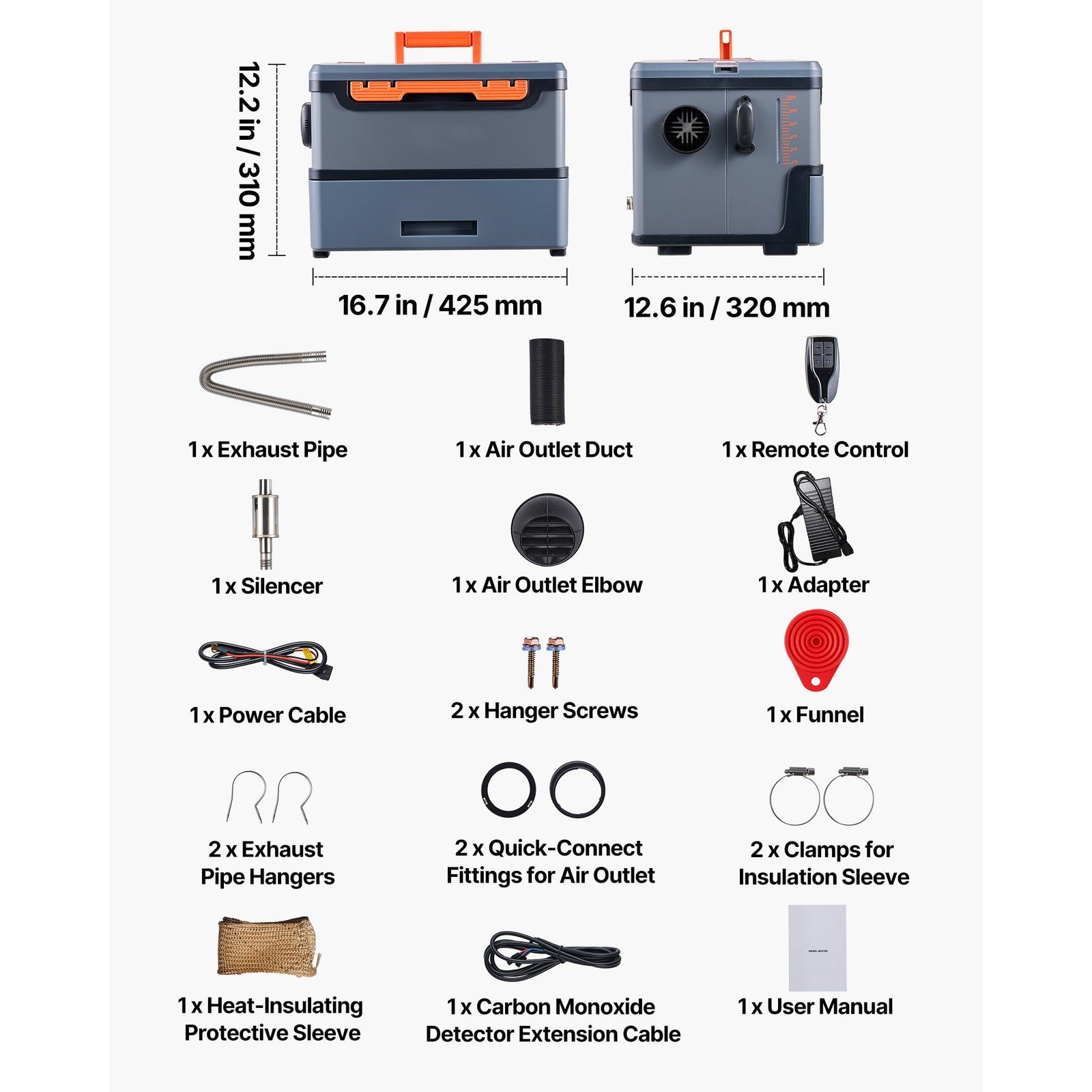 Diesel Heater, 8KW, DC 12V/24V, All in One Portable Diesel Air Heater with Bluetooth APP Control, Remote Control and LCD Screen, 5 L Fuel Tank for Trucks, Vans, RVs, Campers, and Garages