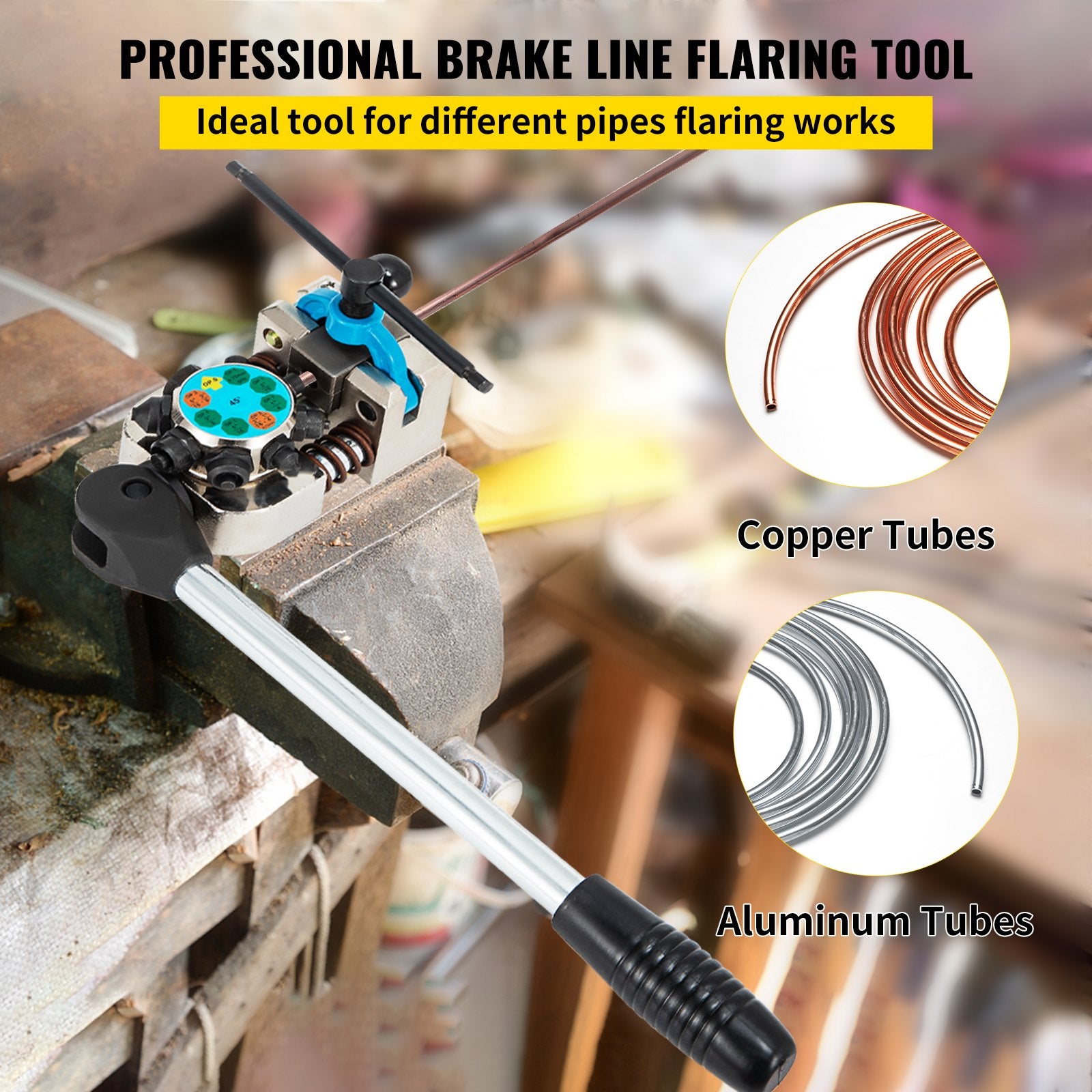 Brake Line Flaring Tool, 45 Degree Single, Double, and Bubble Flares for 3/16