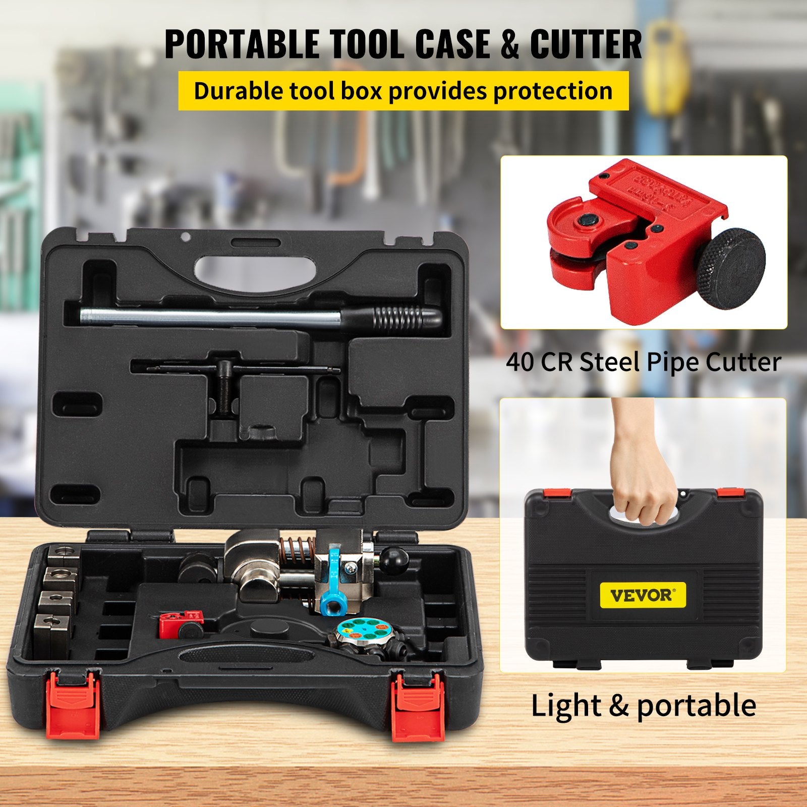 Brake Line Flaring Tool, 45 Degree Single, Double, and Bubble Flares for 3/16