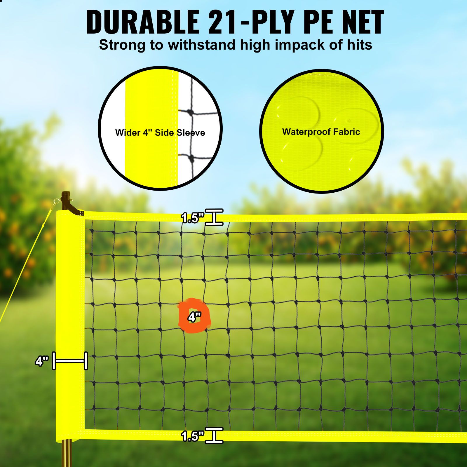 Outdoor Portable Volleyball Net System, Adjustable Height Steel Poles, Professional Volleyball Set with PVC Volleyball, Pump, Carrying Bag, Heavy Duty Volleyball Net for Backyard, Beach, Lawn