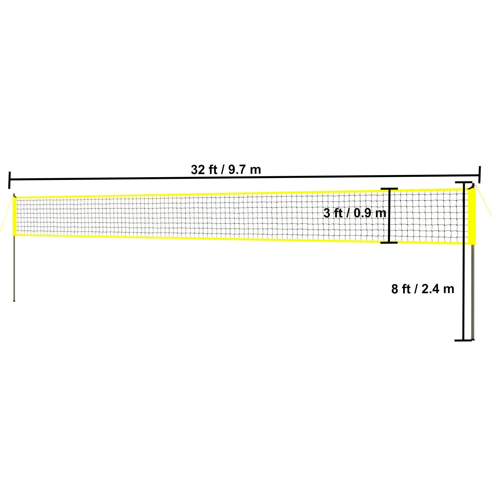 Outdoor Portable Volleyball Net System, Adjustable Height Steel Poles, Professional Volleyball Set with PVC Volleyball, Pump, Carrying Bag, Heavy Duty Volleyball Net for Backyard, Beach, Lawn