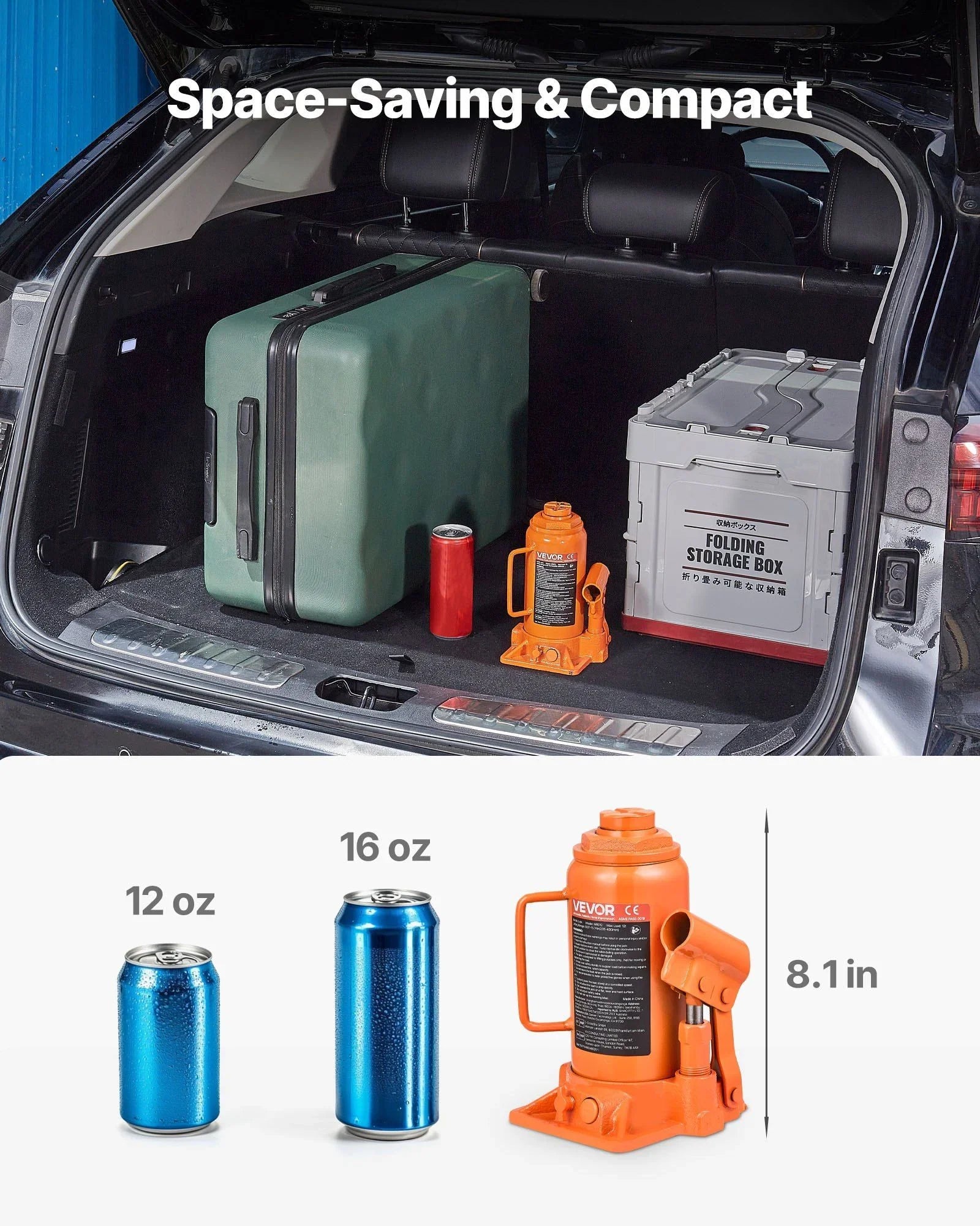 Hydraulic Bottle Jack, 12 Ton (26455.5 lbs) Capacity, 205-400 mm Lifting Range, Heavy Duty Welded Bottle Jack for Car, SUV, Pickup, Auto Repair, House Lift and Agricultural Equipment, Orange