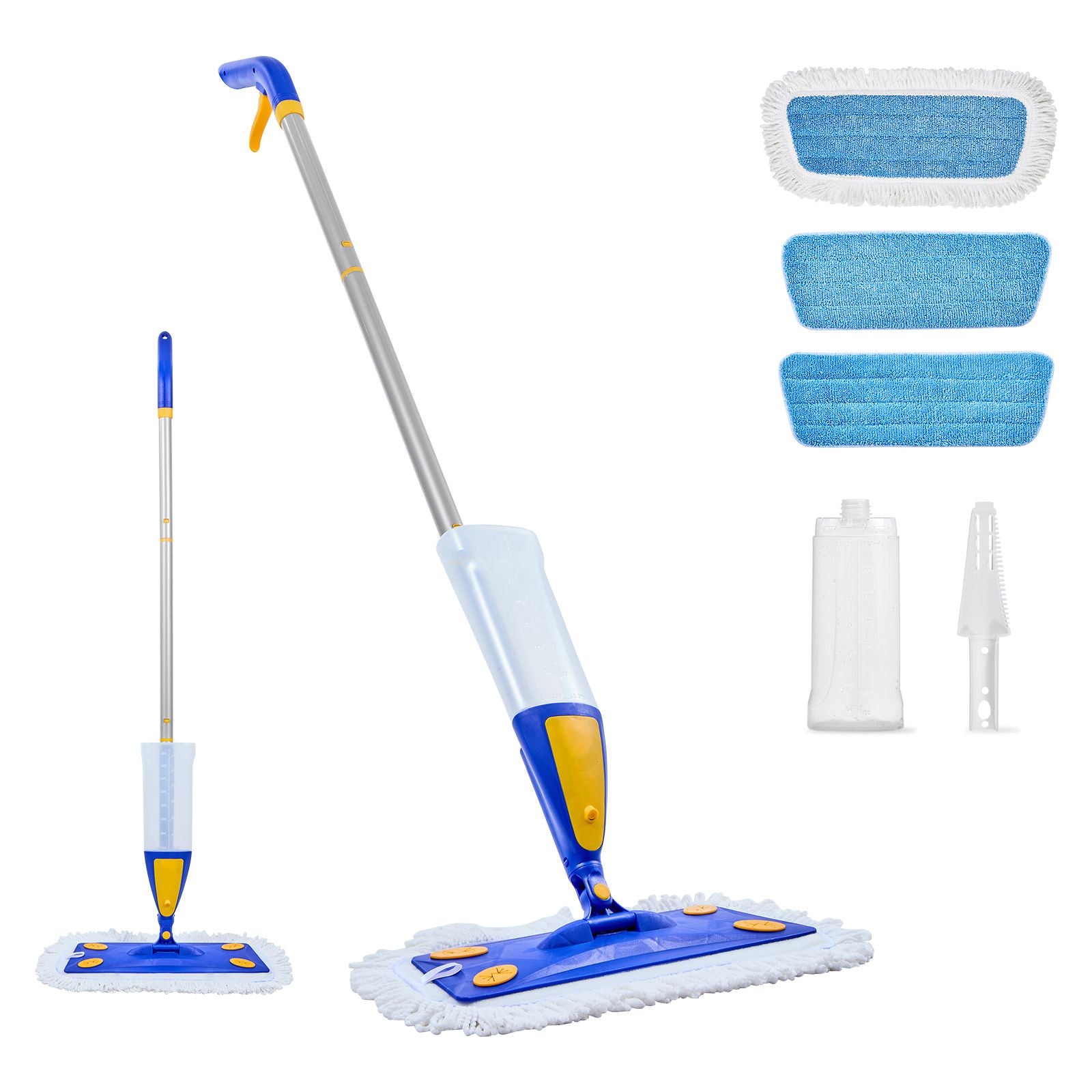 Spray Mop, with 3 Washable Pads for Dry and Wet Floor Cleaning & an 800ml Refillable Water Tank, Microfiber Dust Wet Mop & Twisted Cotton Dry Mop, Commercial Home Use for Tiles/Vinyl/Wood Floor