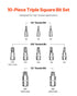 XZN Triple Square Spline Bit Socket Set 10-Piece M4-M18 Cr-V Steel Storage Case