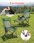 Reclining Camping Chair, 4 Adjustable Positions, Portable Folding Lounger for Adults, Mesh Beach Chair with Headrest & Foot Rest, Supports 220 lbs, Heavy Duty Camp Chairs for Patio, Green
