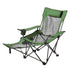Reclining Camping Chair, 4 Adjustable Positions, Portable Folding Lounger for Adults, Mesh Beach Chair with Headrest & Foot Rest, Supports 220 lbs, Heavy Duty Camp Chairs for Patio, Green
