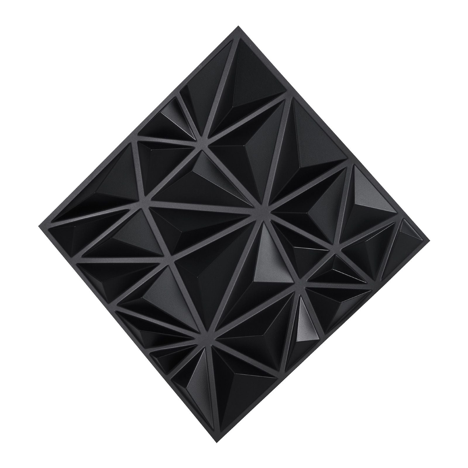 33 Pack 3D PVC Wall Panels Diamond Tiles Matte Black 2.97m² Coverage