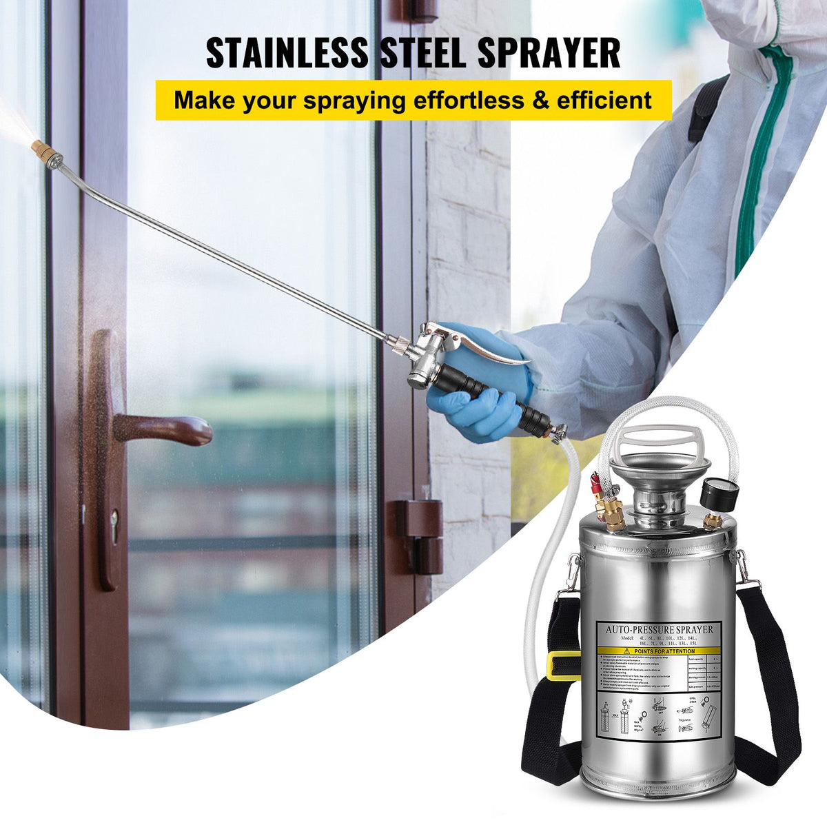 Stainless Steel Pump Sprayer 1.5 Gal – Adjustable Brass Nozzle, 1.5–4 Bar