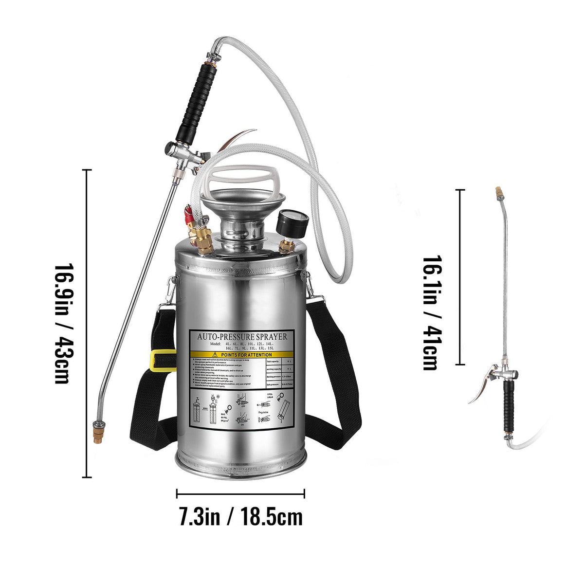 Stainless Steel Pump Sprayer 1.5 Gal – Adjustable Brass Nozzle, 1.5–4 Bar