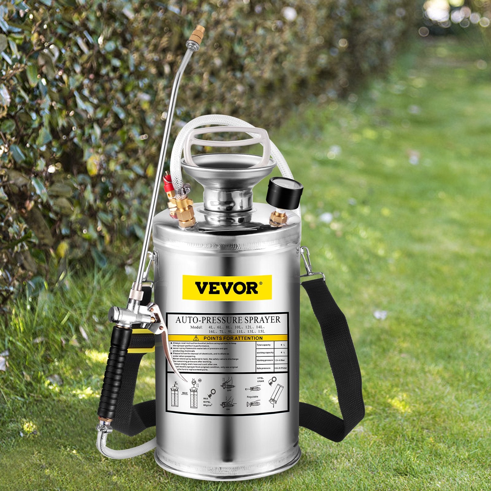 VEVOR 1.5Gal Stainless Steel Sprayer, Set with 16