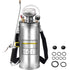 2Gal Stainless Steel Sprayer, Set with 20\" Wand& Handle& 3FT Reinforced Hose, Hand Pump Sprayer with Pressure Gauge&Safety Valve, Adjustable Nozzle Suitable for Gardening and Sanitizing