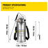 2Gal Stainless Steel Sprayer, Set with 20\" Wand& Handle& 3FT Reinforced Hose, Hand Pump Sprayer with Pressure Gauge&Safety Valve, Adjustable Nozzle Suitable for Gardening and Sanitizing