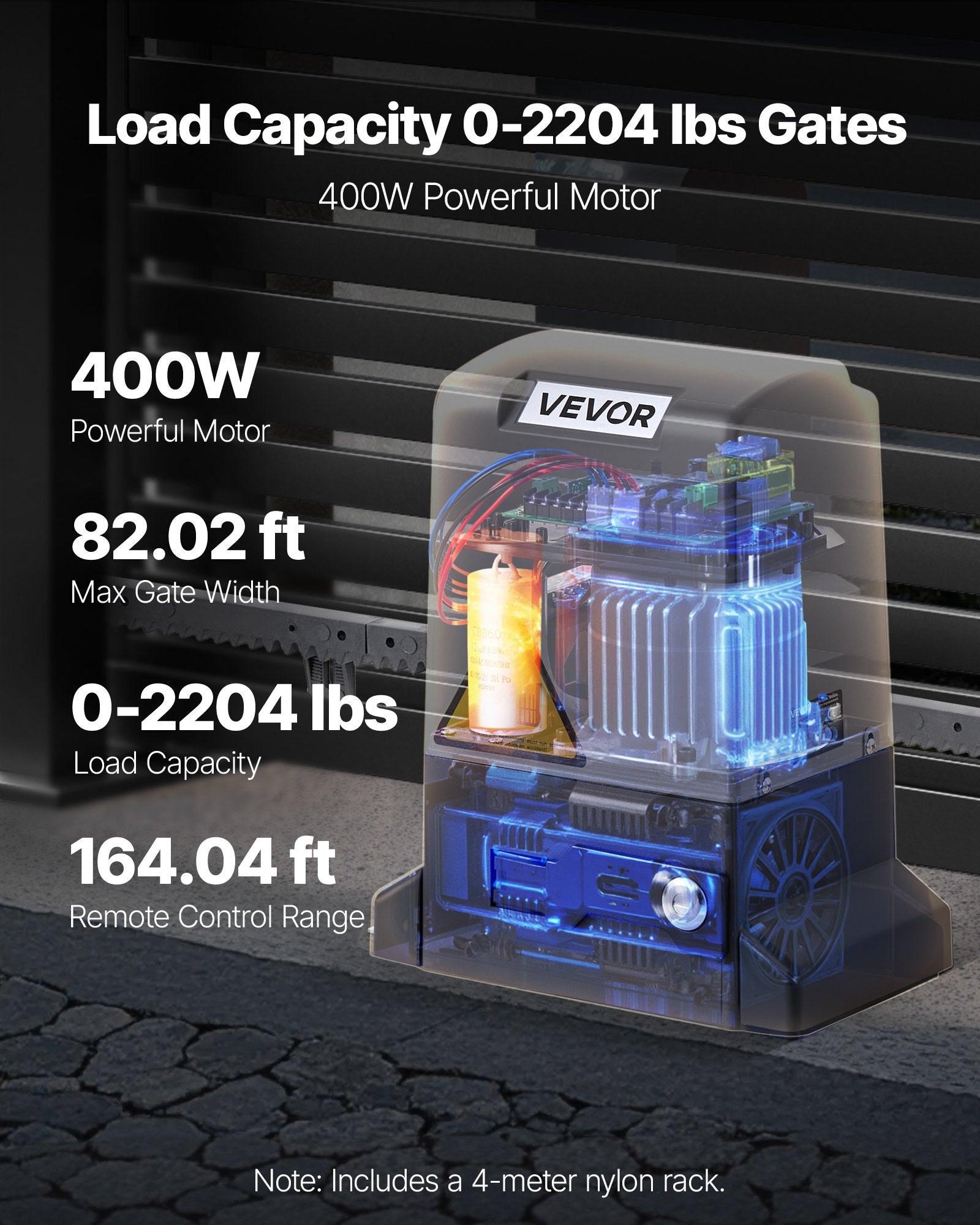 400W Electric Sliding Gate Opener 1000kg Chain Drive Infrared Sensor