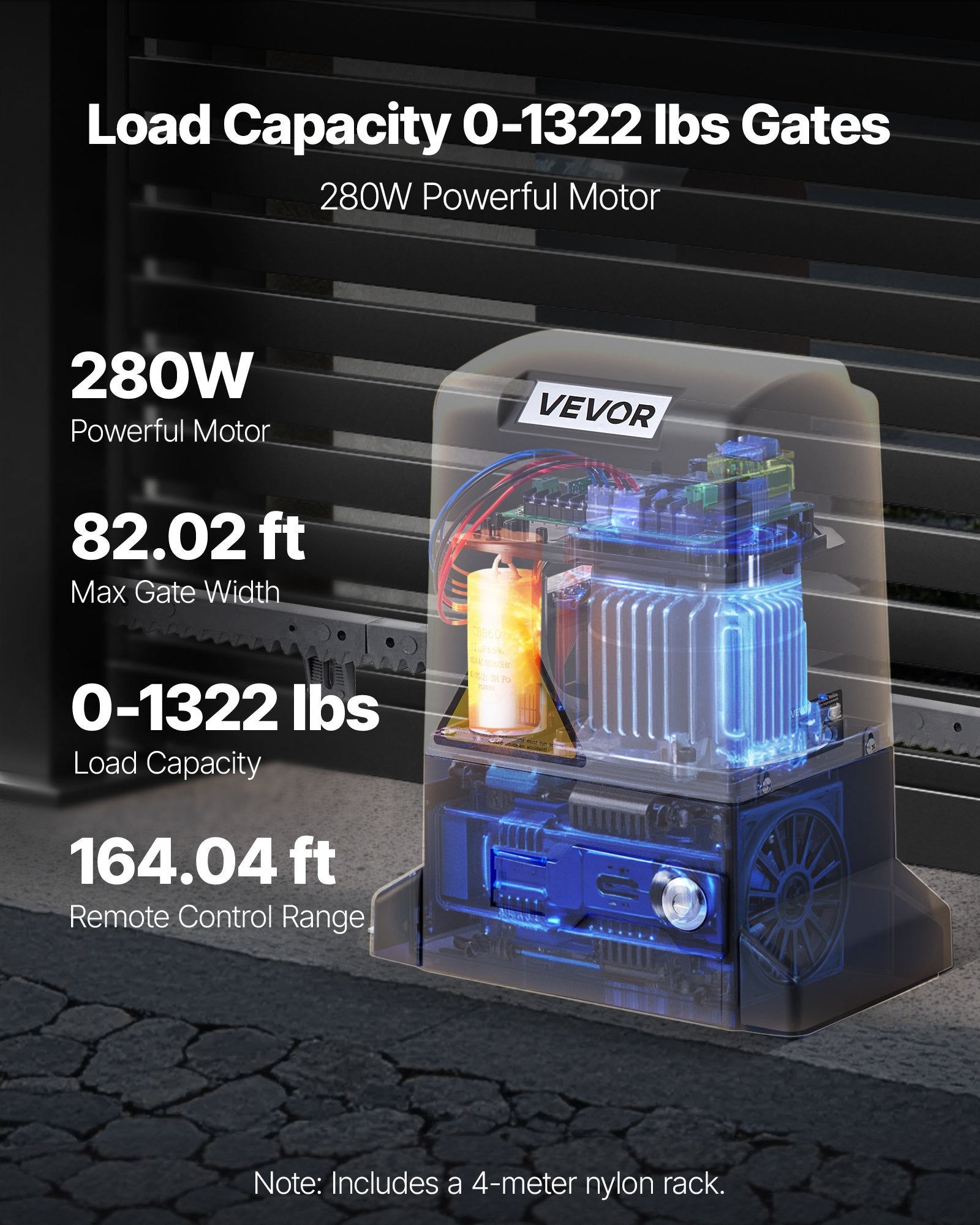 280W Electric Sliding Gate Opener 816kg Chain Drive Infrared Sensor