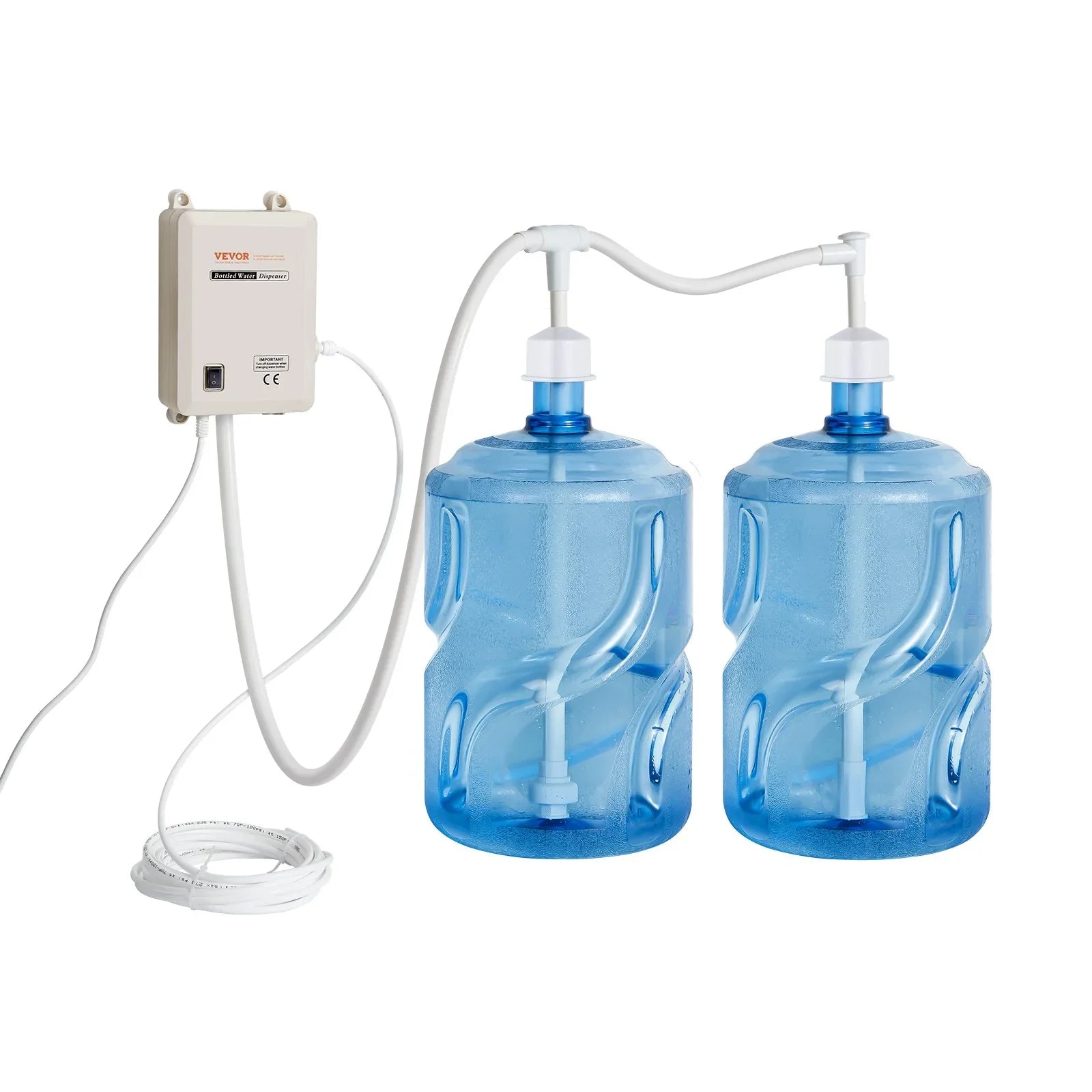 Bottled Water Dispenser Pump System, 2x5 Gallon Dispensing System, Automatic Electric Water Dispenser, Double-Pipe Water Jug Pump, Compatible Use with Coffee/Tea Machine, Refrigerator, Ice Maker