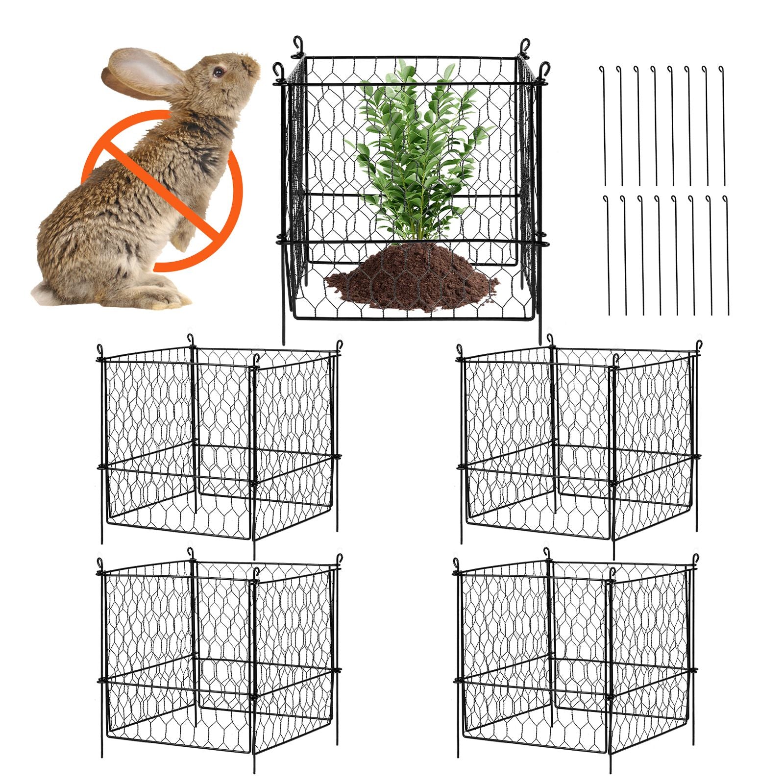 4 Pack Plant Protector Cage Chicken Wire Garden Animal Barrier 13.4"