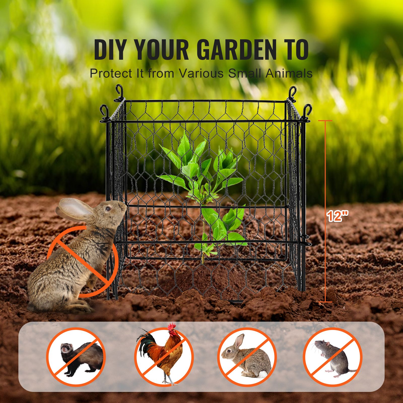4 Pack Plant Protector Cage Chicken Wire Garden Animal Barrier 13.4"
