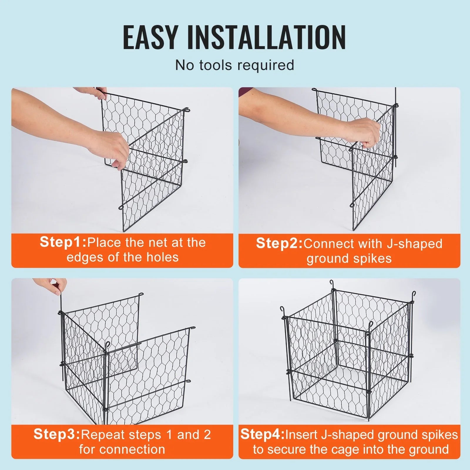 4 Pack Plant Protector from Animals, 13.4'' x 13.4'' Chicken Wire Plant Protector, Plant Cages for Outdoor Plants, Flowers & Vegetables, Keeps Bunny Chicken Squirrels Out, 16pcs Metal Mesh