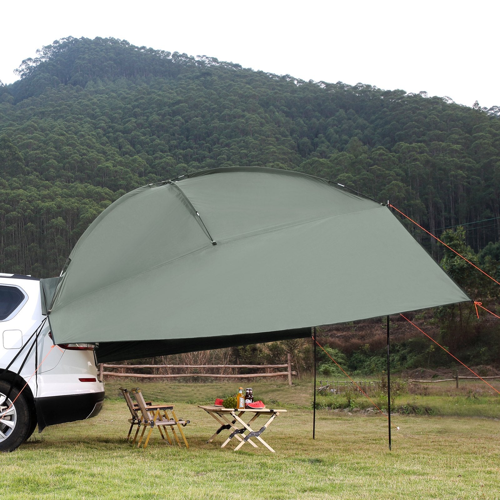 Vehicle Awning, Large 10' x 7' Shade Coverage Car Side Awning, PU2000mm UV50+ Car Awning with Extended Side Canopies and Portable Storage Bag, Suitable for Truck, SUV, Van, Campers