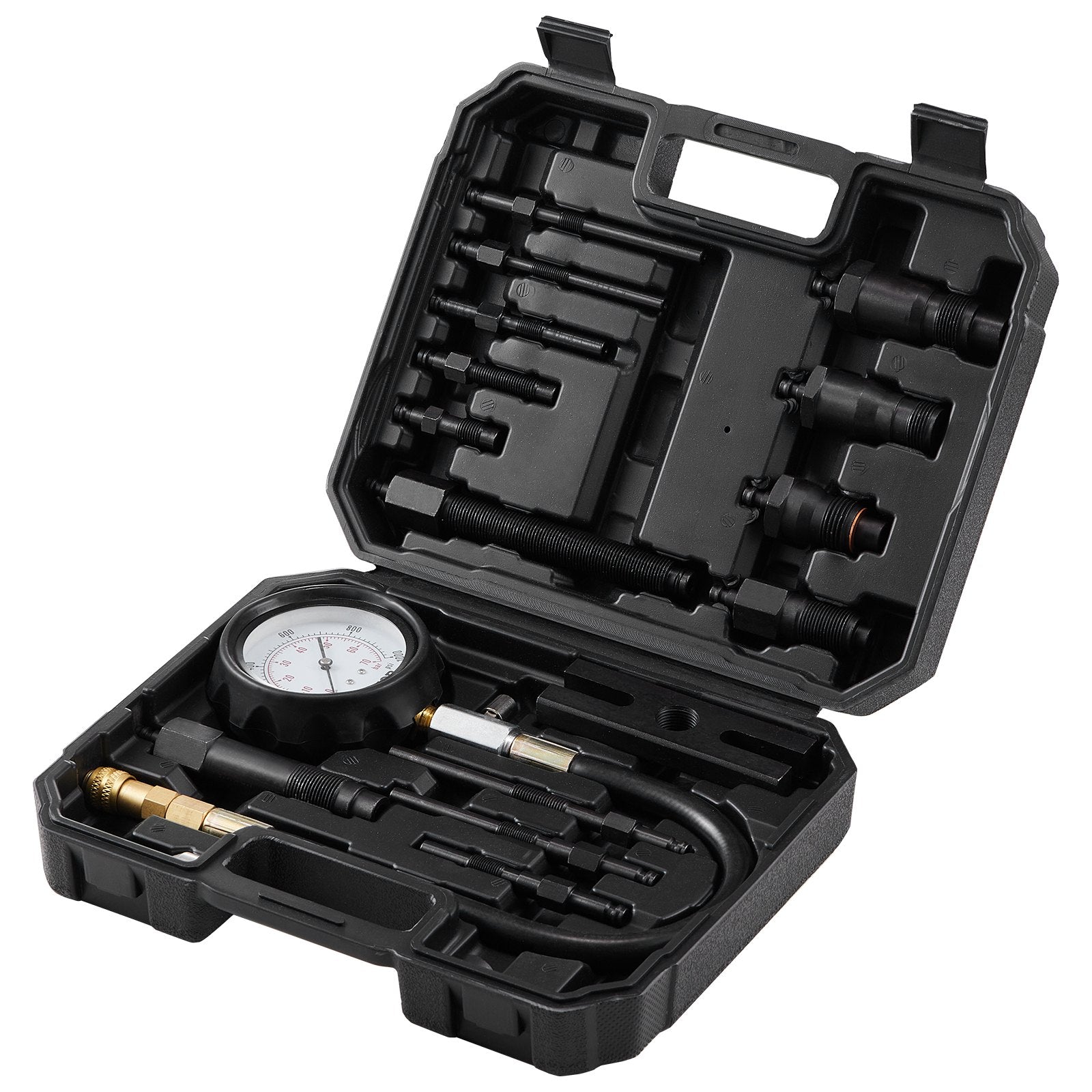 Diesel Engine Compression Tester, 18 pcs Cylinder Pressure Test Tool Kit, with 0-1000 psi Gauge and Adapters, Diesel Injector Tester Check Cylinders in Diesel Trucks, Tractors, Equipment